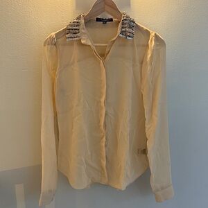 Sanctuary Embellished Collar Cream Blouse